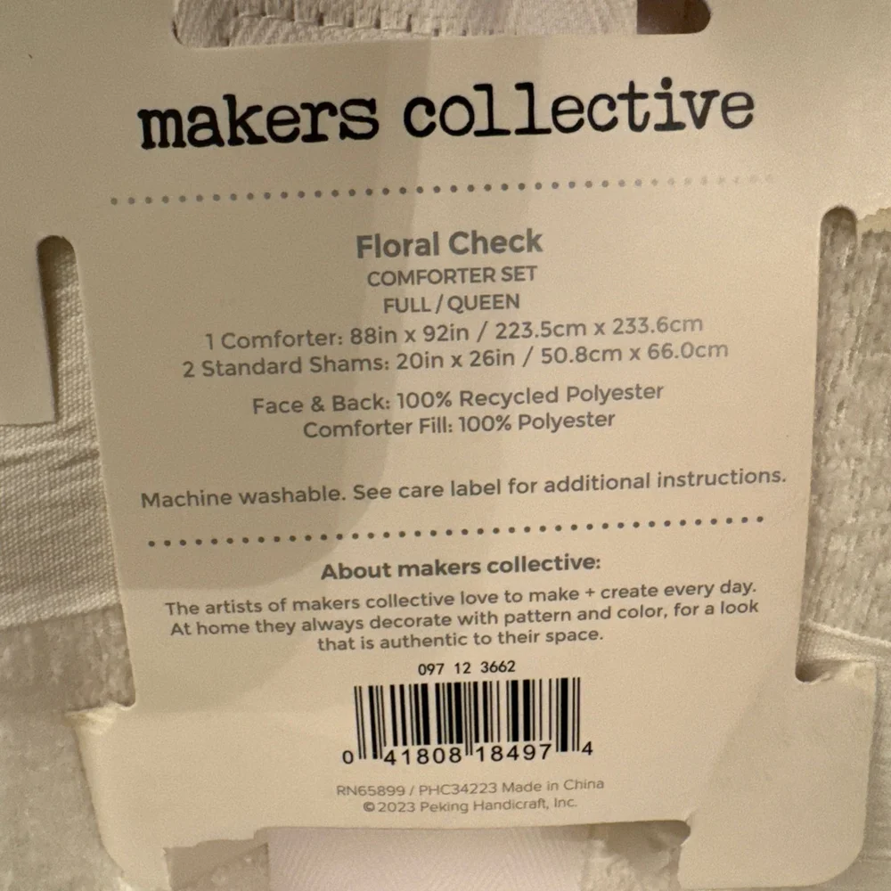 Makers Collective-Full/Queen Floral Embossed 3 Piece Comforter Set White
